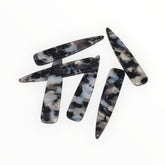 12×55 mm Black/Clear/White Tortoise Long Teardrop, One-Hole Sew-On Acrylic Resin Gem (Sold in Pairs)
